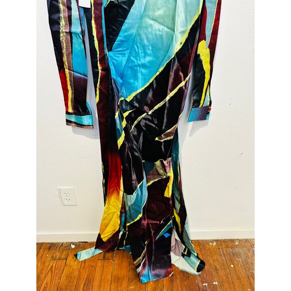 CHRISTOPHER JOHN ROGERS Women's Multicolor Printed Satin Maxi Dress Size 4 - Picture 8 of 16